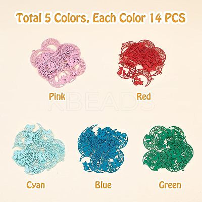 70Pcs 5 Colors 430 Stainless Steel Kitten Pendants STAS-UN0027-01-1