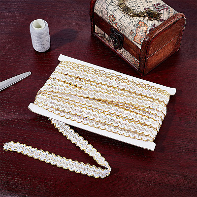 Polyester Filigree Wavy Lace Ribbon OCOR-WH0082-211C-1
