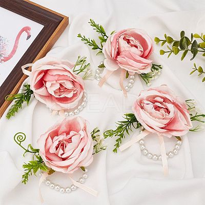4Pcs Silk Wrist Corsage AJEW-CP0001-63-1