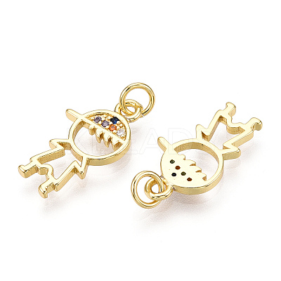 Brass Micro Pave Colorful Cubic Zirconia Pendants KK-E068-VF141-1