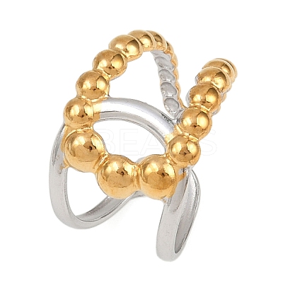 Adjustable 304 Stainless Steel Cuff Rings for Women LS-RJEW-B135-01GP-10-1