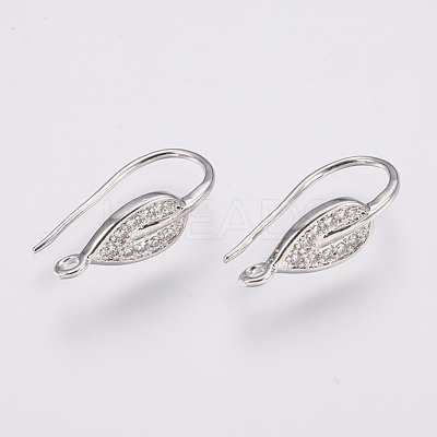 Brass Micro Pave Cubic Zirconia Earring Hooks X-ZIRC-K075-38P-1