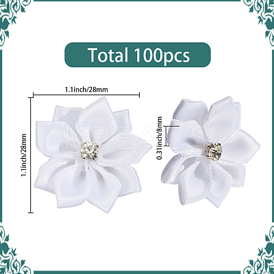 100Pcs Polyester Rhinestone Flower for Ornament Appliques DIY Wedding FIND-SP0004-90-1