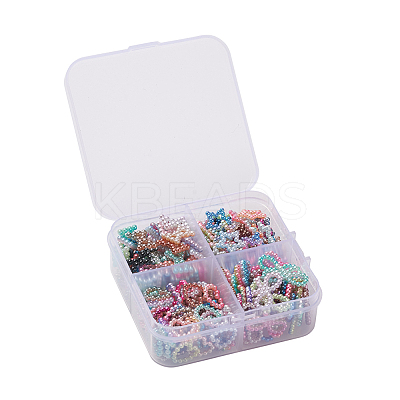 220Pcs 4 Styles Rainbow ABS Plastic Imitation Pearl Linking Rings OACR-YW0001-18-1