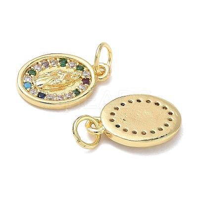 Holy Virgin Theme Brass Cubic Zirconia Charms KK-L253-32G-05-1