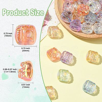 40Pcs 8 Colors UV Plating Transparent Acrylic Beads PACR-CJ0001-46-1