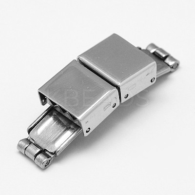 Tarnish Resistant Rectangle 201 Stainless Steel Watch Band Clasps STAS-F067-03-1