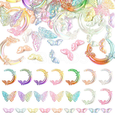 60Pcs 2 Styles Transparent & Opaque UV Plating Acrylic Beads PACR-YW0001-30-1