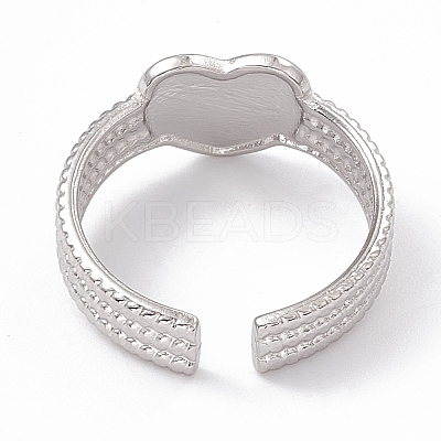 Non-Tarnish 304 Stainless Steel Heart Open Cuff Ring for Women RJEW-G275-06P-1