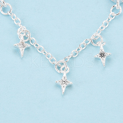 925 Sterling Silver Micro Pave Clear Cubic Zirconia Chain Extenders STER-N016-54S-1