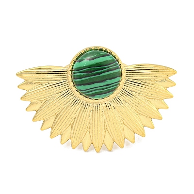 Ion Plating(IP) 304 Stainless Steel Synthetic Malachite Cuff Rings G-Z056-07G-05-1