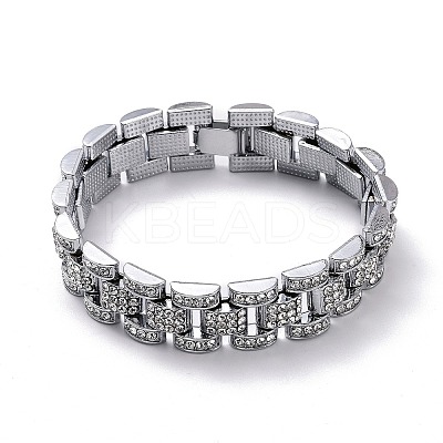 Men's Crystal Rhinestone Solid Link Chain Bracelet LS-BJEW-I297-02P-1