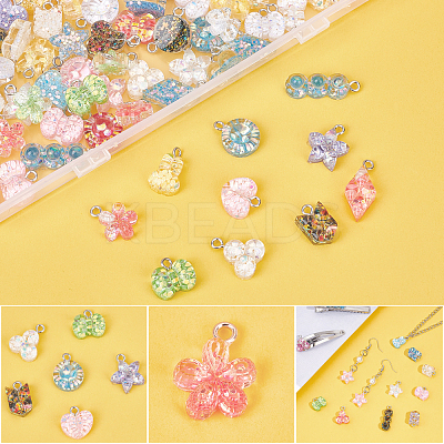 100Pcs 10 Styles Epoxy Resin Pendants RESI-PH0001-53-1