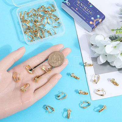 40Pcs 304 Stainless Steel Clip-on Earrings Findings STAS-SC0005-82G-1