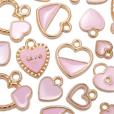 80Pcs 8 Style Light Gold Alloy Enamel Pendants ENAM-LS0001-69-1