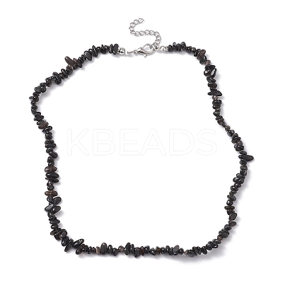 Natural Obsidian Chip Beaded Necklace NJEW-JN04615-12-1