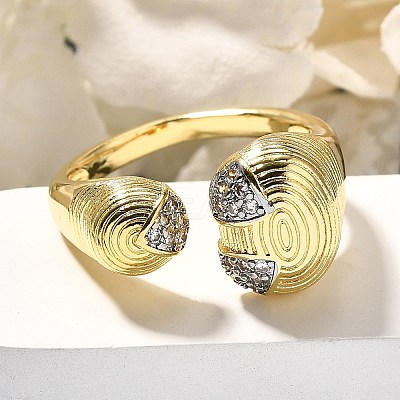 Brass Micro Pave Clear Cubic Zirconia Cuff Rings RJEW-U035-04GP-1
