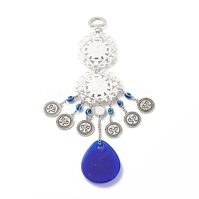 Teardrop Glass Turkish Blue Evil Eye Pendant Decoration LS-HJEW-I008-03AS-1