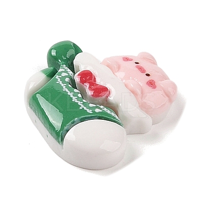 Animal Christmas Socking Theme Opaque Resin Decoden Cabochons LS-RESI-S397-03F-1