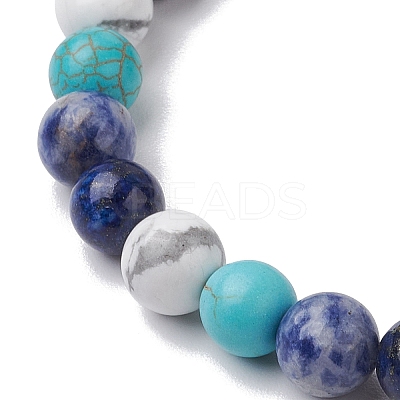 8.5mm Round Natural Lapis Lazuli & Howlite & Synthetic Turquoise & Blue Spot Jasper Bead Stretch Bracelets for Women BJEW-JB10944-05-1