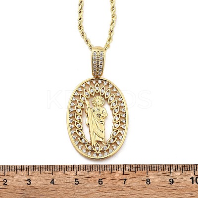 Brass Cubic Zirconia Pendant Necklaces for Women NJEW-U034-01C-G-1