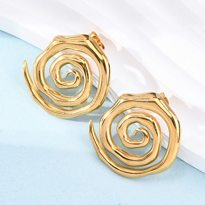 304 Stainless Steel Stud Earrings for Women LS-EJEW-K306-15G-1