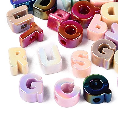 UV Plating Opaque Acrylic European Beads OACR-Q199-09-1
