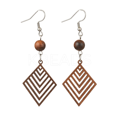 6 Pairs 6 Styles Natural Walnut Wood Dangle Earrings for Women EJEW-JE06101-1