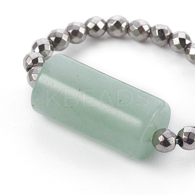 Natural Mixed Gemstone Stretch Rings RJEW-JR00232-1