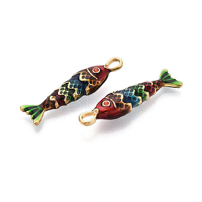 304 Stainless Steel Enamel Pendants STAS-N124-26B-02G-1