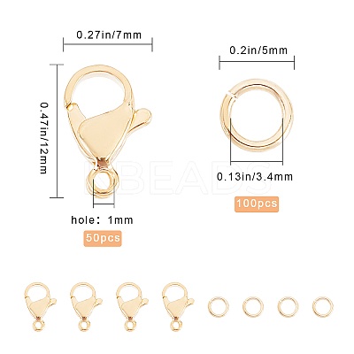 50Pcs 304 Stainless Steel Lobster Claw Clasps STAS-SC0002-93B-1