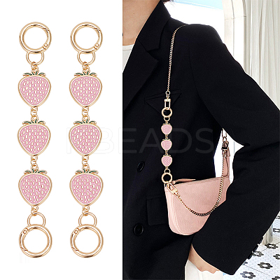 2Pcs Alloy Enamel Strawberry Link Bag Handle Extenders FIND-WR0006-43B-1