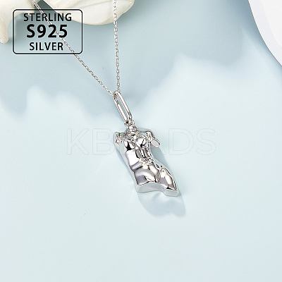 S925 Sterling Silver 3D Human Body Necklace Fashion Statement Jewelry TN0359-1-1