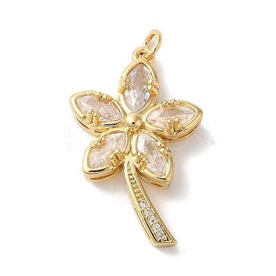 Rack Plating Brass Micro Pave Cubic Zirconia Pendants KK-U022-13A-G-1