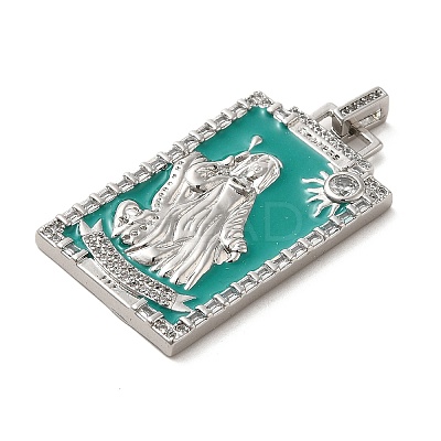 Brass Micro Pave Cubic Zirconia Pendants with Enamel KK-H458-01P-14-1
