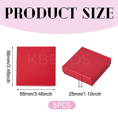 5Pcs Rhombus Textured Cardboard Jewelry Packing Boxes with Sponge Inside CBOX-TA0001-18B-1