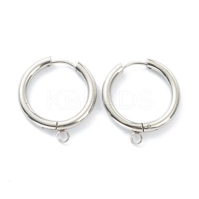 Tarnish Resistant 201 Stainless Steel Huggie Hoop Earring Findings STAS-P283-01K-P-1