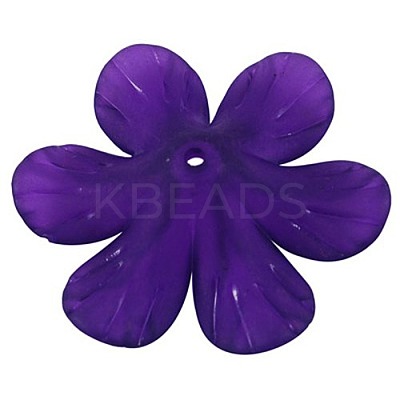 Blue Violet Transparent Frosted Chunky Acrylic Flower Beads X-PAF154Y-1-1
