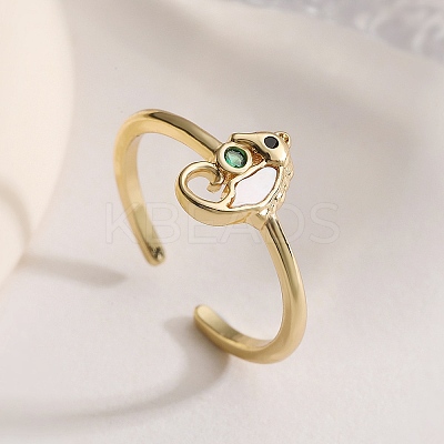 Brass Micro Pave Cubic Zirconia Open Cuff Rings for Women LS-RJEW-K308-01B-G-1