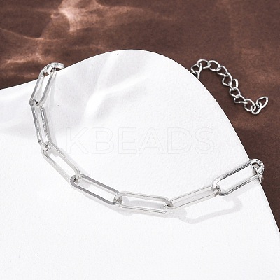 304 Stainless Steel Paperclip Chain Bracelets for Women BJEW-G775-01P-1