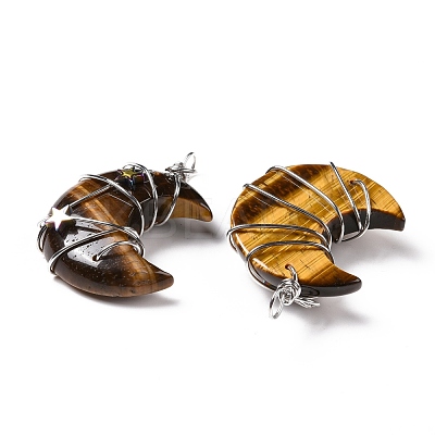 Natural Tiger Eye Pendants G-B023-01P-02-1