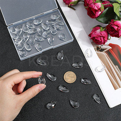 40Pcs Faceted Teardrop Glass Pendants GLAA-SP0001-11B-1