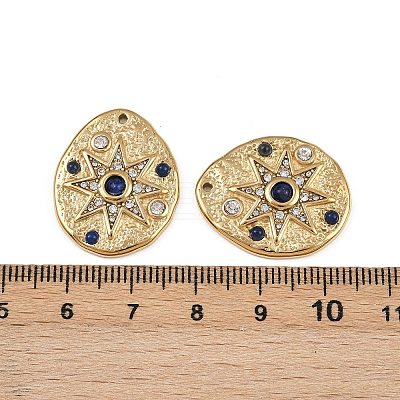 304 Stainless Steel Crystal Rhinestone & Dyed Natural Lapis Lazuli Pendants STAS-F322-14G-01-1