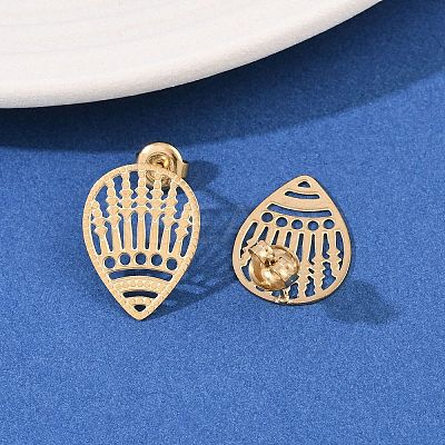 304 Stainless Steel Teardrop Stud Earrings EJEW-I320-06G-1