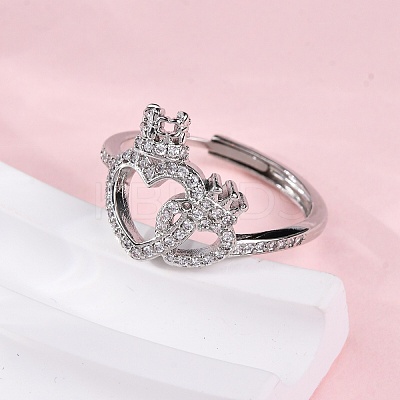 Brass Micro Pave Cubic Zirconia Adjustable Finger Rings for Women RJEW-M099-02P-1