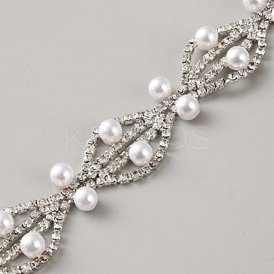 1 Yard Flower with Horse Eye Alloy Rhinestone Link Chains LCHA-GF0001-01B-1