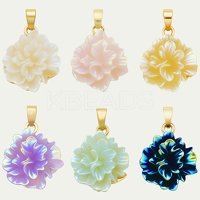12Pcs 6 Colors UV Plating Brass Pendants KK-BBC0018-81-1