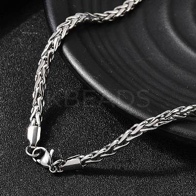 4.5MM 304 Stainless Steel Wheat Chain Necklaces for Women NJEW-B134-05A-P-1