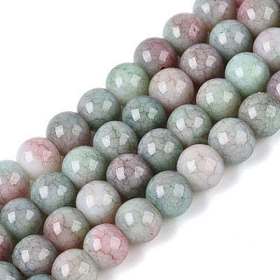 Ombre Effect Opaque Crackle Glass Beads Strands GLAA-Q106-01A-A01-1