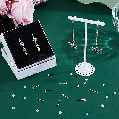 8 Pairs 925 Sterling Silver Ear Stud Findings STER-DC0001-91-1